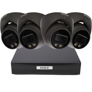Eagle 5MP 8 Channel DVR CCTV Kit | 4x Full-Colour Turret Cameras with Mic | Grey | Security System